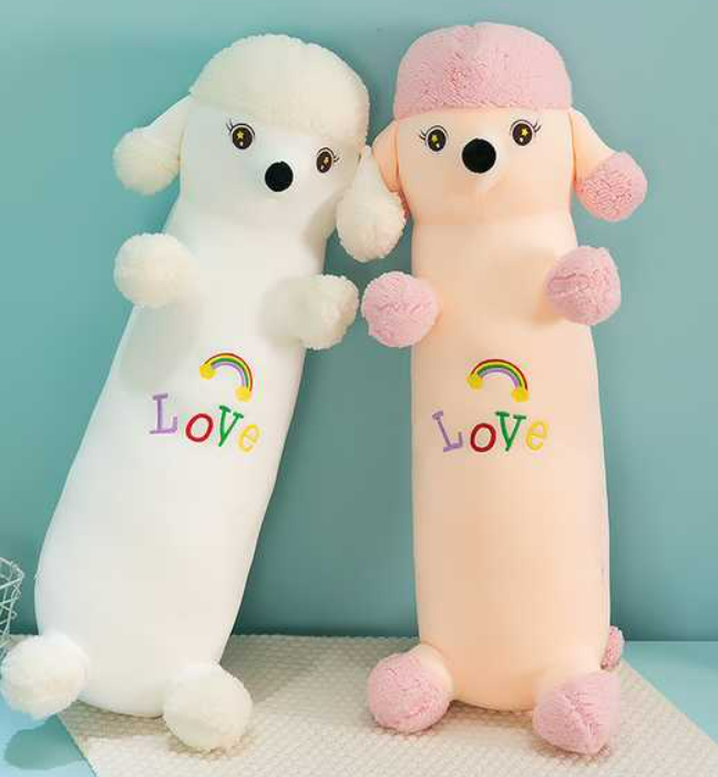 60CM Poodle Long Plush Pink and White